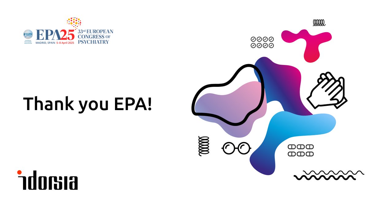Idorsia (@idorsia) on Twitter photo Today marks the end of the <a href="/Euro_Psychiatry/">European Psychiatric Association</a> Congress 2025!
Thank you to the organisers and everyone that shared their exciting research. 🙌
We can't wait to see you all again for EPA 2026!
#EPA #EPA2025 #Insomnia #Sleep Today marks the end of the <a href="/Euro_Psychiatry/">European Psychiatric Association</a> Congress 2025!
Thank you to the organisers and everyone that shared their exciting research. 🙌
We can't wait to see you all again for EPA 2026!
#EPA #EPA2025 #Insomnia #Sleep