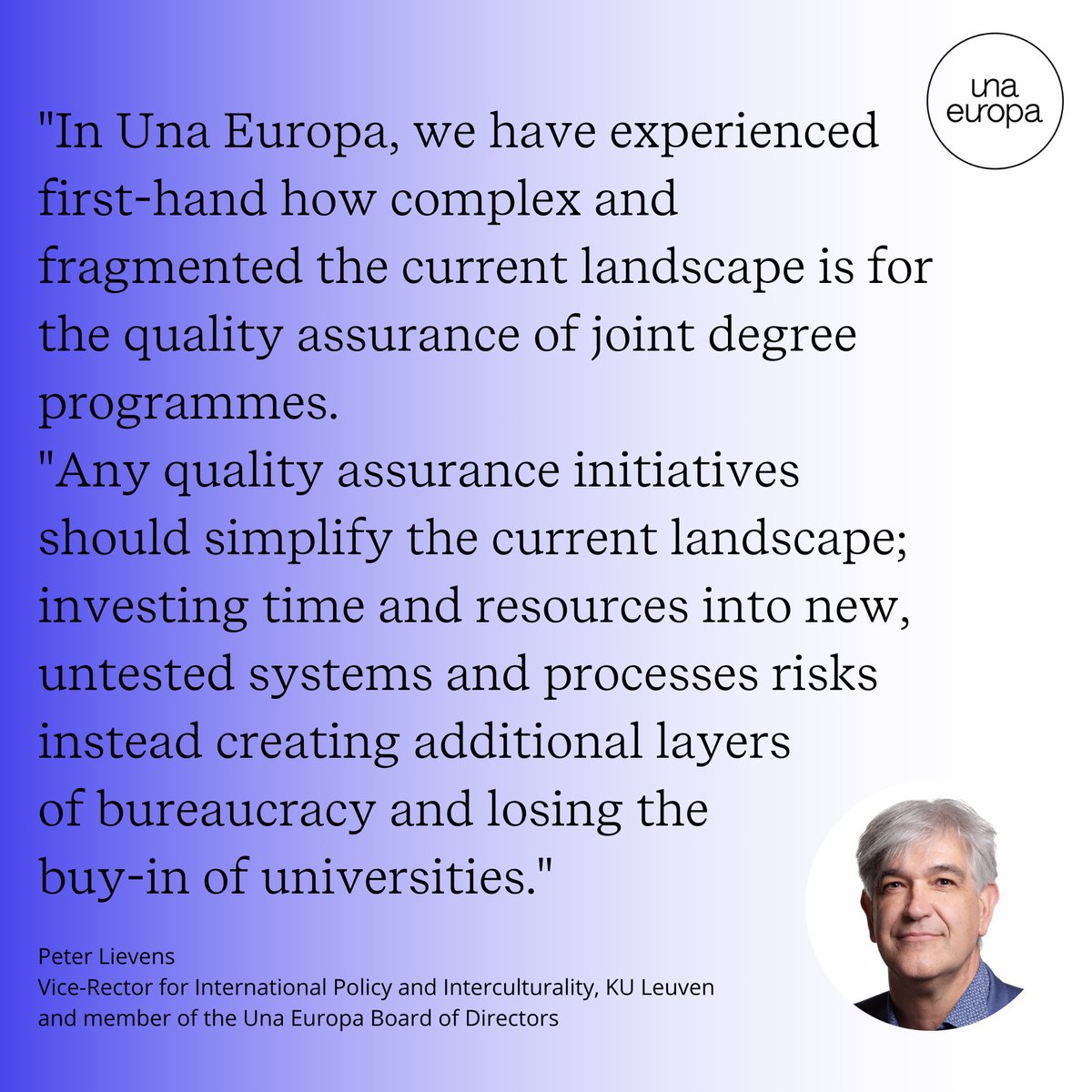 Una_Europa (@una_europa) on Twitter photo 🎓🌍What have we in Una Europa learned from creating 2️⃣ pioneering joint Bachelor's programmes?
Quality assurance is complex & simplification is needed.
Read more in a recent opinion piece by <a href="/KU_Leuven/">KU Leuven</a>'s <a href="/PeterLievens/">Peter Lievens</a> published last week in <a href="/ResProfNews/">ResearchProfessionalNews</a>: researchprofessionalnews.com/rr-news-europe… 🎓🌍What have we in Una Europa learned from creating 2️⃣ pioneering joint Bachelor's programmes?
Quality assurance is complex & simplification is needed.
Read more in a recent opinion piece by <a href="/KU_Leuven/">KU Leuven</a>'s <a href="/PeterLievens/">Peter Lievens</a> published last week in <a href="/ResProfNews/">ResearchProfessionalNews</a>: researchprofessionalnews.com/rr-news-europe…