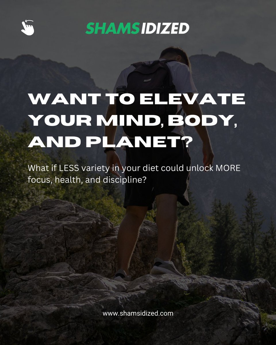 shamsidized's tweet image. Too many food choices? You&apos;re burning energy on the wrong decisions.
High-performers eat with intention.
Minimal diet = maximal clarity.
Bonus: it’s better for the planet.
#Shamsidized #MindfulLiving #PerformanceHacks #EatSmart