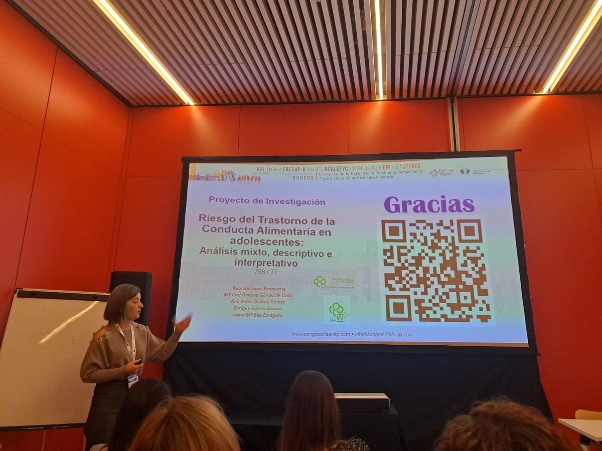 ✨️Orgullosos de haber presentado nuestro proyecto de investigación realizado por las enfermeras de Atención Primaria del Área VII en el Congreso Nacional de FAECAP en Burgos.
📢Proyecto de Investigación: Riesgo del Trastorno de la Conducta Alimentaria en Adolescentes.📢