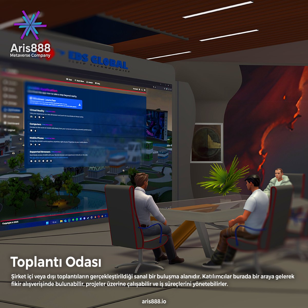 Meeting Room is a virtual collaboration space offered by Aris888. With real-time communication, interactive presentation tools, and a user-friendly interface, it allows teams to come together and hold productive meetings.

#metaverse #meeting #aris888