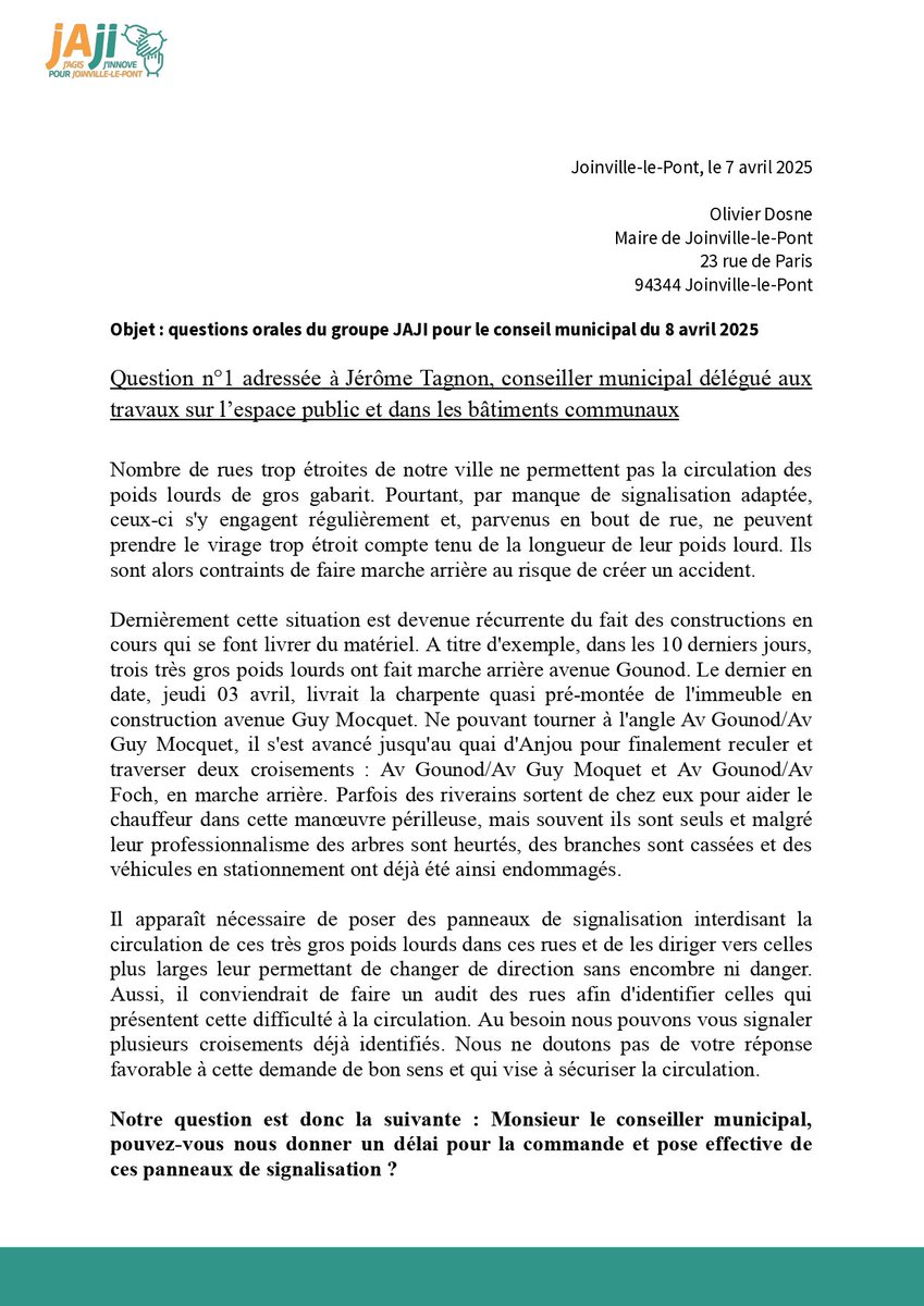 jajijoinville's tweet photo. Au conseil municipal, nous poserons 4 questions orales : 
🔸 circulation dangereuse des poids lourds 
🔸 risque d'amiante sur le chantier rue de l'Egalité
🔸 prise en charge des enfants souffrant d'autisme dans la future crèche Artemisia
🔸 potentiel projet immobilier rue Chapsal https://t.co/dS5i3K6V1a