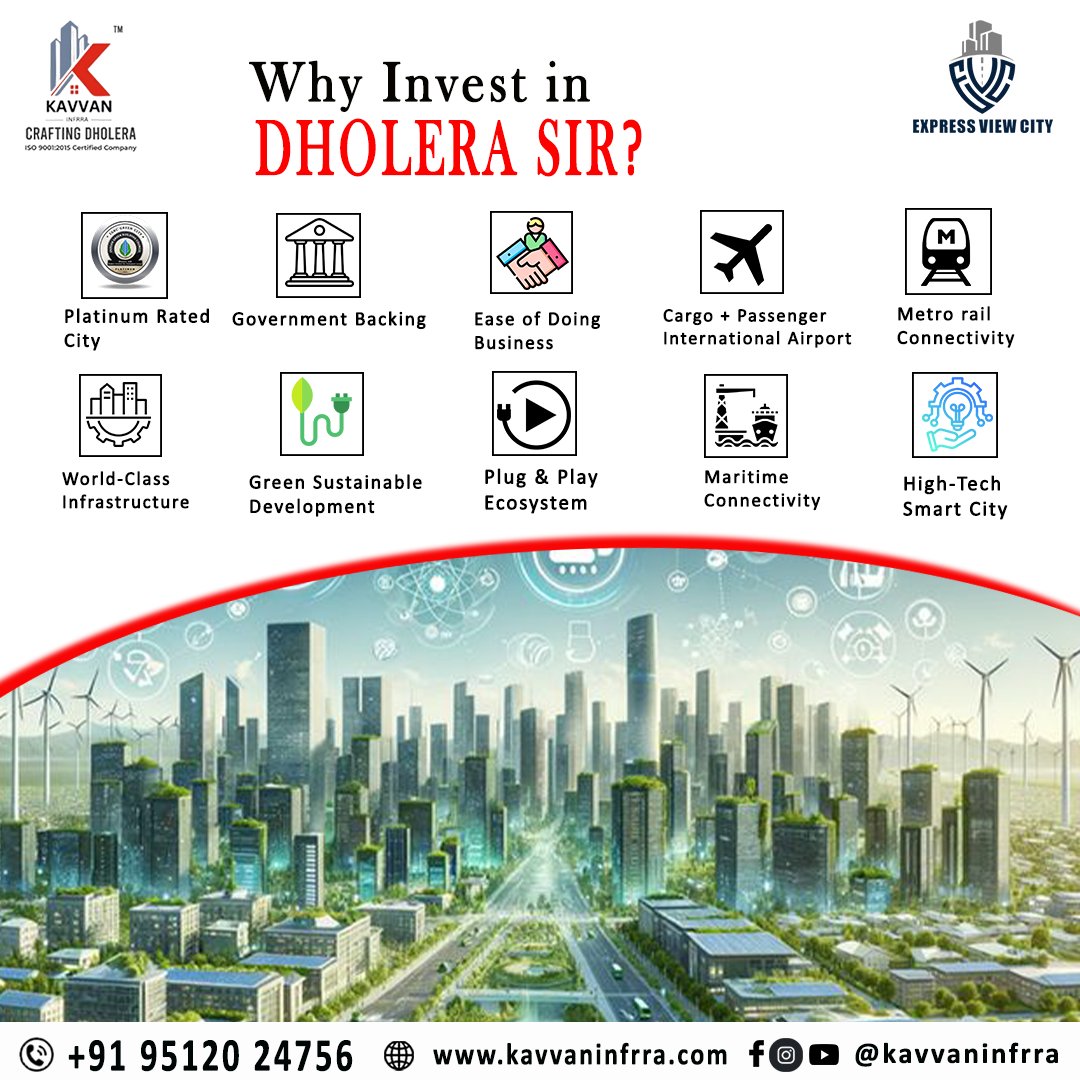 KInfrra76721's tweet image. #DholeraSIR: India’s next #economicPowerhouse!  #Worldclassinfrastructure, #topconnectivity,and giants like #Tata &amp;amp; #Adani make it a #smartinvestor’s dream. Join the revolution with #KavvanInfrra’s #ExpressViewCity!  #dholera #DholeraInvestment #NarendraModi #ViksitBharat #Modi