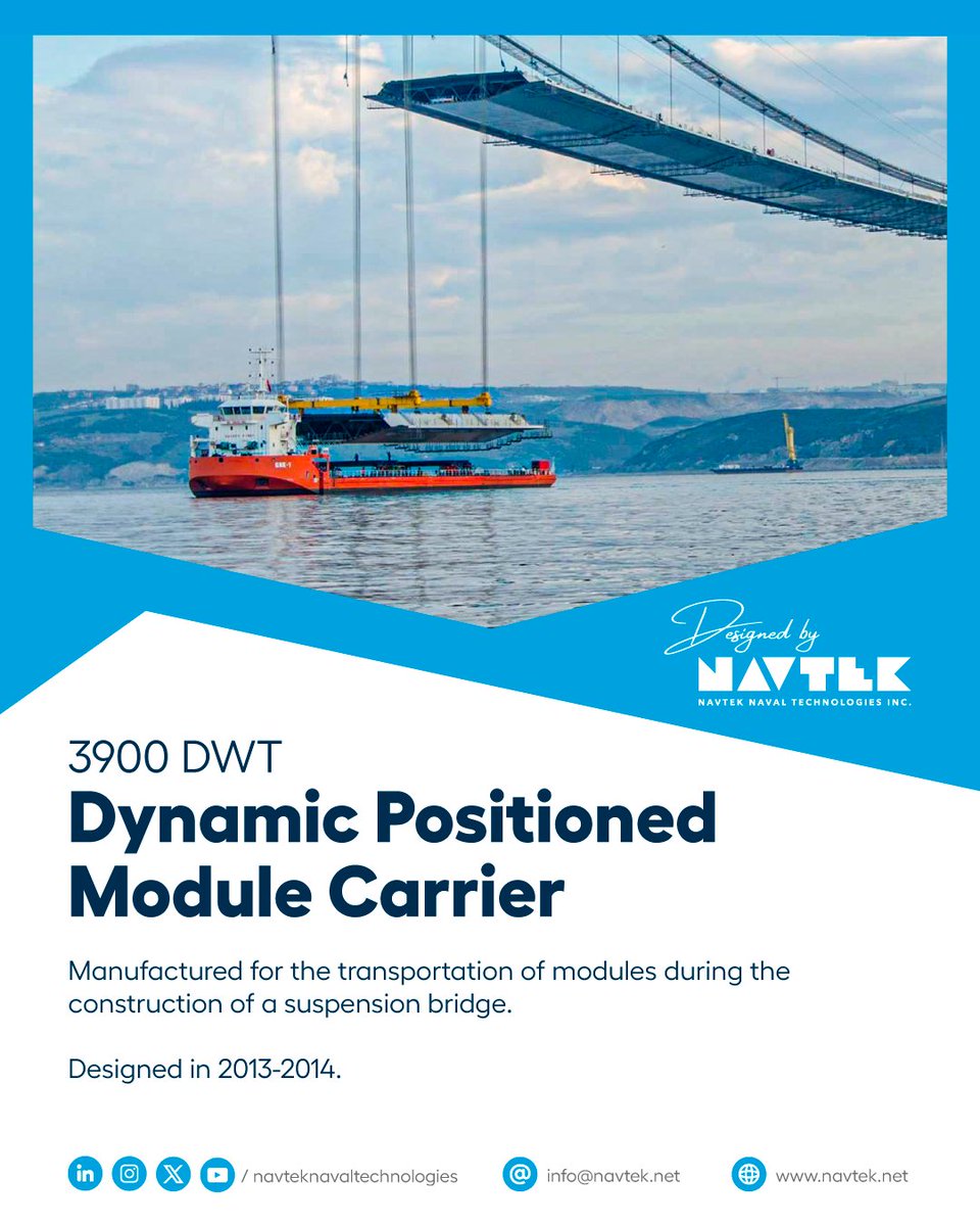 navteknavaltech's tweet photo. As NAVTEK, we deliver high-capacity deck carrier vessel designs tailored for the safe and efficient transport of oversized and heavy loads.
💡 Get in touch with us for custom design solutions tailored to your project needs.
📎 https://t.co/rPcO5hAt41
#NAVTEK #DeckCarrier https://t.co/E1Kpriy7hF
