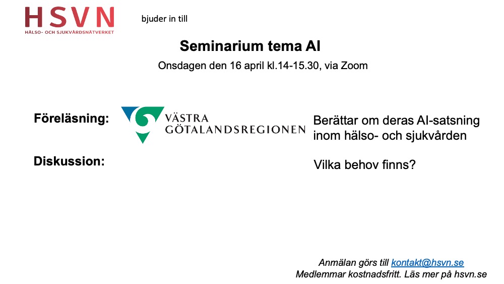 Vill du också veta mer om AI-satsningen i Västra Götaland? Välkommen på nedan möte!