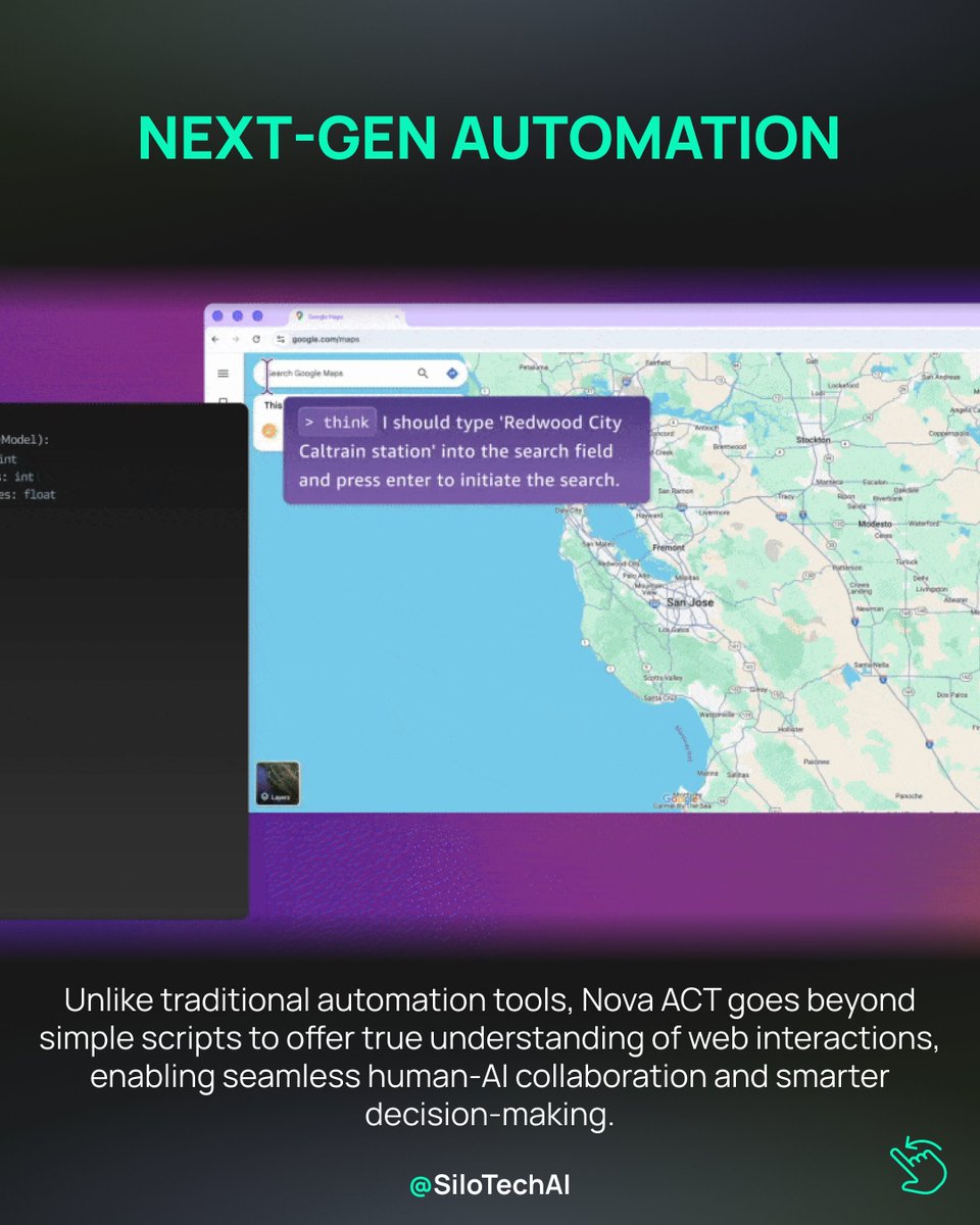 SiloTechAI's tweet image. 🤖 @amazon&apos;s Nova ACT: The Future of Web Automation!

Amazon just unveiled an AI agent that can browse the web just like you do.

Are you using AI automation in your business? 
Let&apos;s discuss how we can further develop your business automation with @SiloTechAI 

#AmazonAI #NovaACT