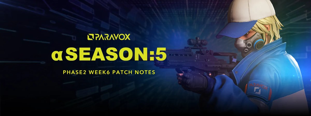 💥αSeason:5 Phase 2 Week 6 Update 💥  

 This week’s update comes with game improvements. 

 • Brand balance adjustments  

Learn more ⬇️ paravox.games/en/patchnotes/…  

#PARAVOX