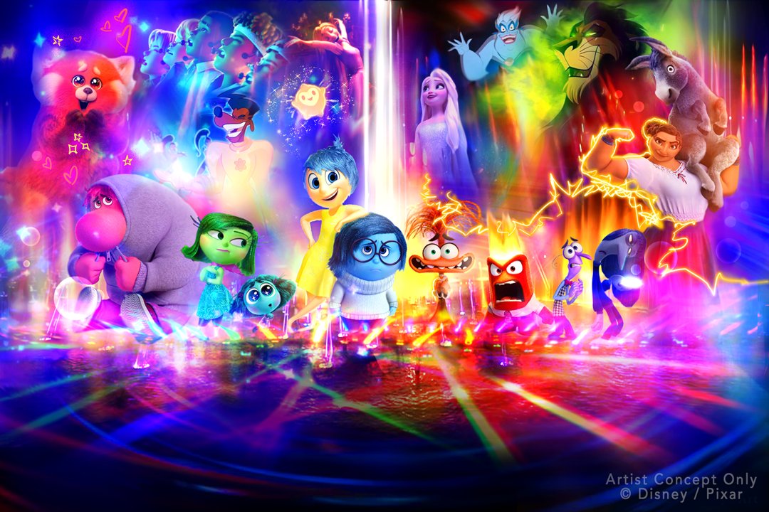During the #Disneyland70 Celebration, guests will be able to vote for one of four different "Inside Out" Emotions - Sadness, Anger, Disgust or Envy - to be featured in special scenes throughout that day's "World of Color Happiness!" shows. 🌈 di.sn/6010FUDyQ