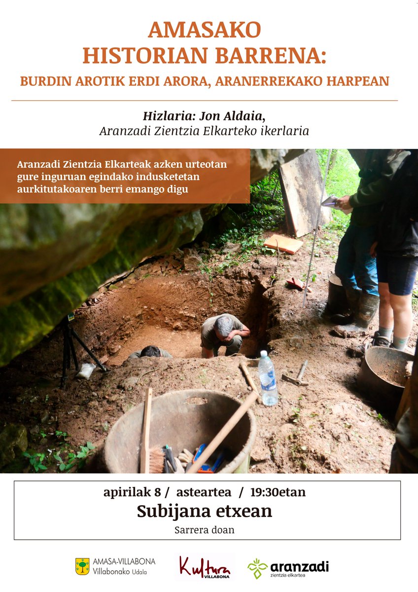 Gaur gure ikerketa arkeologikoen berri emango dugu 19:30etan Amasa-Villabonako Subijana etxean. Animatu!! <a href="/aranzadi/">Aranzadi</a> <a href="/kulturvillabona/">Kultura Villabona</a>
