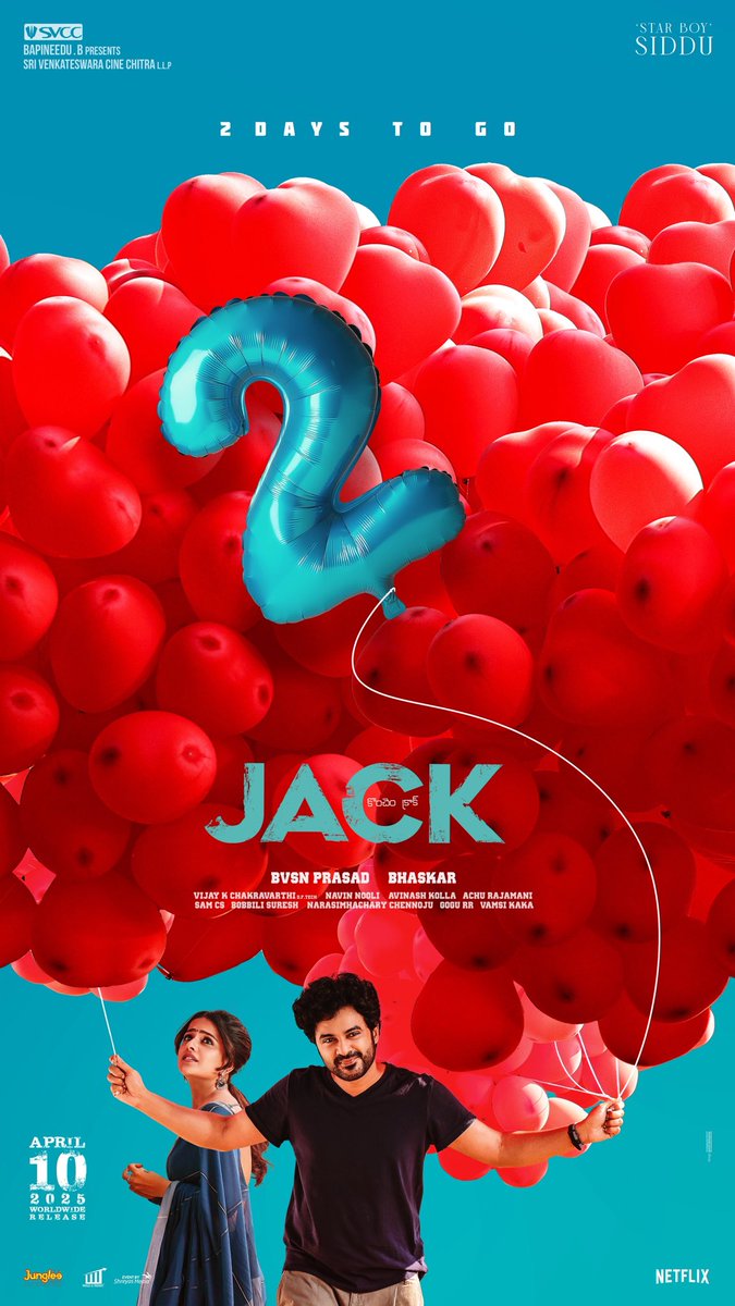 Saravanaravikumar (@saravanaspb) on Twitter photo 2 DAYS to go for this pair to burst into your hearts and fly high 💥💥
#Jack – The most entertaining mission begins April 10th ❤️🫶🏻
Bookings open now 🎟️
in.bookmyshow.com/hyderabad/movi…
#JackOnApril10th
#SidduJonnalagadda <a href="/iamvaishnavi04/">Vaishnavi_Chaitanya</a> <a href="/baskifilmz/">Bommarillu Baskar</a> @Prakashraaj #AchuRajamani 2 DAYS to go for this pair to burst into your hearts and fly high 💥💥
#Jack – The most entertaining mission begins April 10th ❤️🫶🏻
Bookings open now 🎟️
in.bookmyshow.com/hyderabad/movi…
#JackOnApril10th
#SidduJonnalagadda <a href="/iamvaishnavi04/">Vaishnavi_Chaitanya</a> <a href="/baskifilmz/">Bommarillu Baskar</a> @Prakashraaj #AchuRajamani