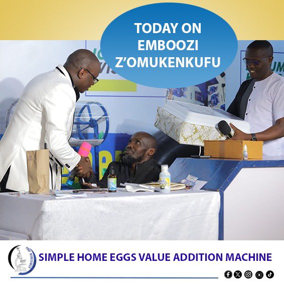 SIMPLE HOME EGGS VALUE ADDITION MACHINE 

"A LECTURE ON  VALUE ADDITION OF EGGS FOR HIGHER PROFITS " 

DON'T MISS EMBOOZI Z'OMUKENKUFU 

AT 10:30 am today on 87.9 Akaboozi fm

Join live streaming via https: Akaboozi.com