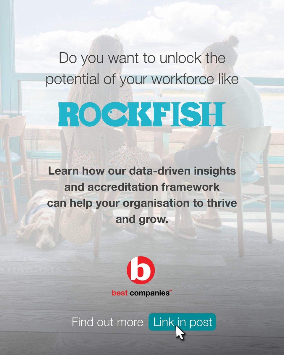 Best Companies (@bestcompanies) on Twitter photo Congratulations to <a href="/therockfishuk/">Rockfish ~ Seafood restaurants by the coast</a> for their impressive 2-Star Accreditationâ
Want to unlock the potential of your workforce? Contact us to learn how our data-driven insights & accreditation framework can help your organisation achieve remarkable results eu1.hubs.ly/H0j4Tkj0 Congratulations to <a href="/therockfishuk/">Rockfish ~ Seafood restaurants by the coast</a> for their impressive 2-Star Accreditationâ
Want to unlock the potential of your workforce? Contact us to learn how our data-driven insights & accreditation framework can help your organisation achieve remarkable results eu1.hubs.ly/H0j4Tkj0