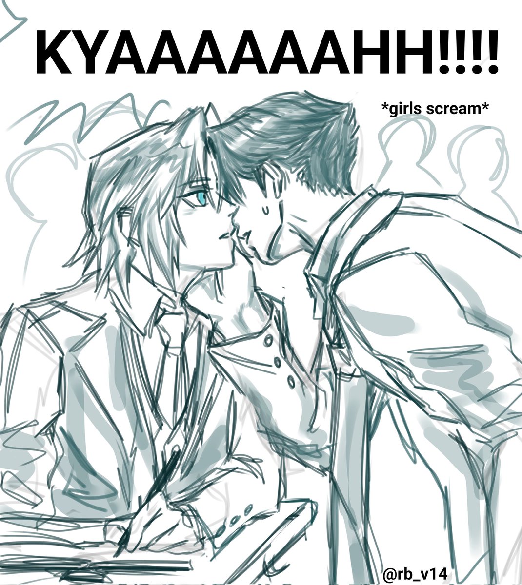 rb_v14's tweet image. #sephgeal Highschool AU sketch...~