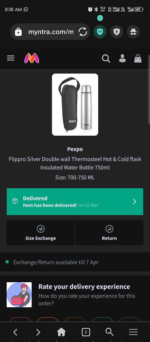 ak_47amit's tweet photo. I am amit kumar living in surajpur greater noida
Just I want to inform you that  recently I have purchased a water bollte from myntra around rs 534.
Now I check status of delivery but I see in status section there is product status shown delivered but item not received yet. https://t.co/SB6iFaaCLr