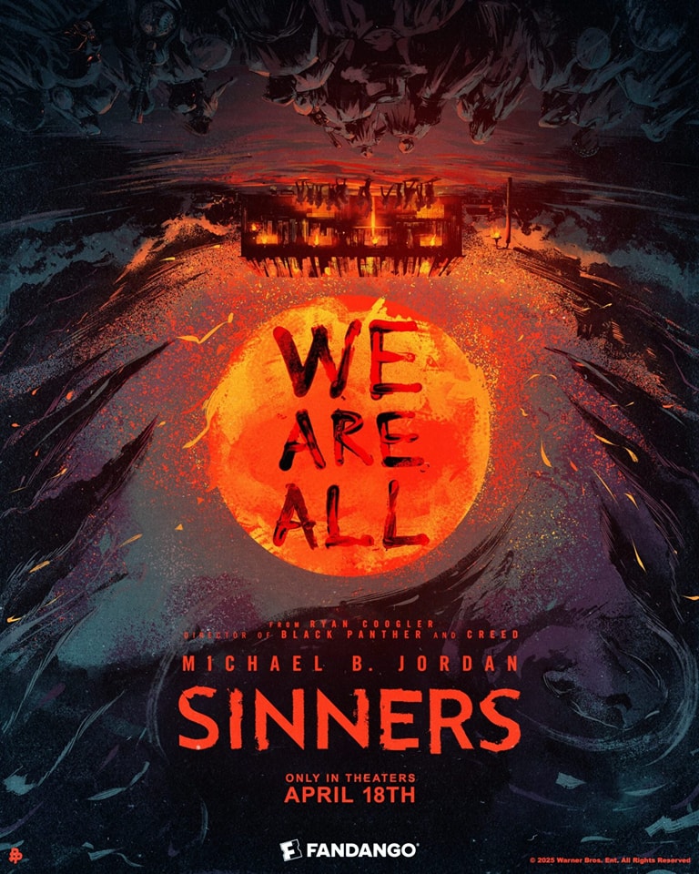 Estos son los nuevos pósters para #Sinners, película dirigida por Ryan Coogler (Black Panther, Creed). Se estrenará el 18 de abril.

El arte del póster para Fandango es de Estevan Silveira, el de AMC de Kwasi81, el de Regal es de Leke Fonge, y también lanzaron uno para IMAX.
