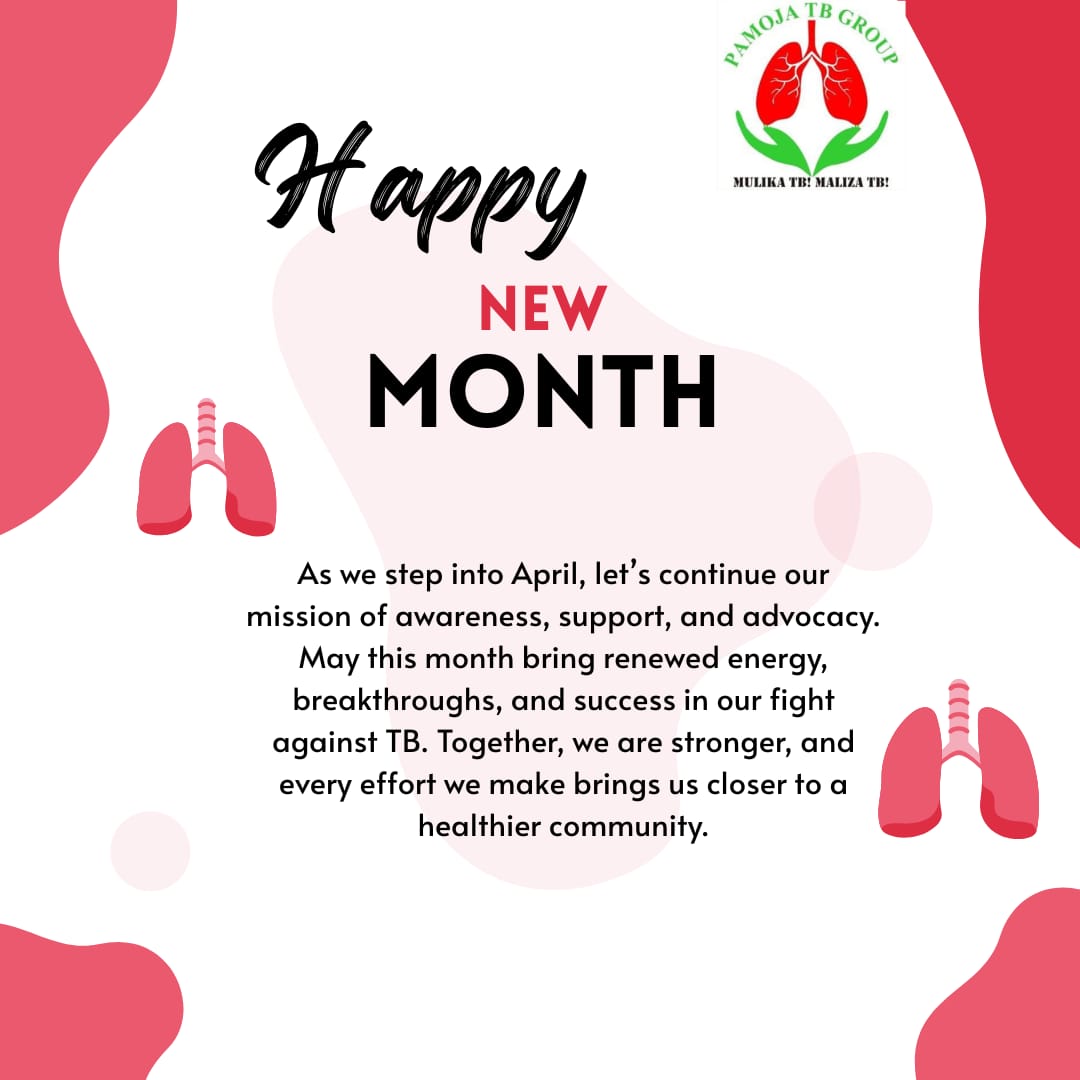 🎉 Happy New Month Fam😃

April is here! 🌸 A fresh start, new opportunities, and brighter days ahead as we continue supporting each other in the fight against TB.  
💪 Together, we are stronger!
💛 Together, we inspire hope! 
🌍Together, we make a difference! 

#EndTB