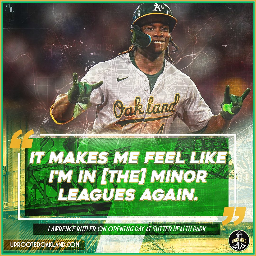 Lawrence Butler isn't fooled by the renovations that the A's have made to Sutter Health Park in Sacramento.

It's a minor league ballpark. And it's no Coliseum.

"Oakland is a special place to me and a lot of people...It will be different...not playing in Oakland."

#Athletics