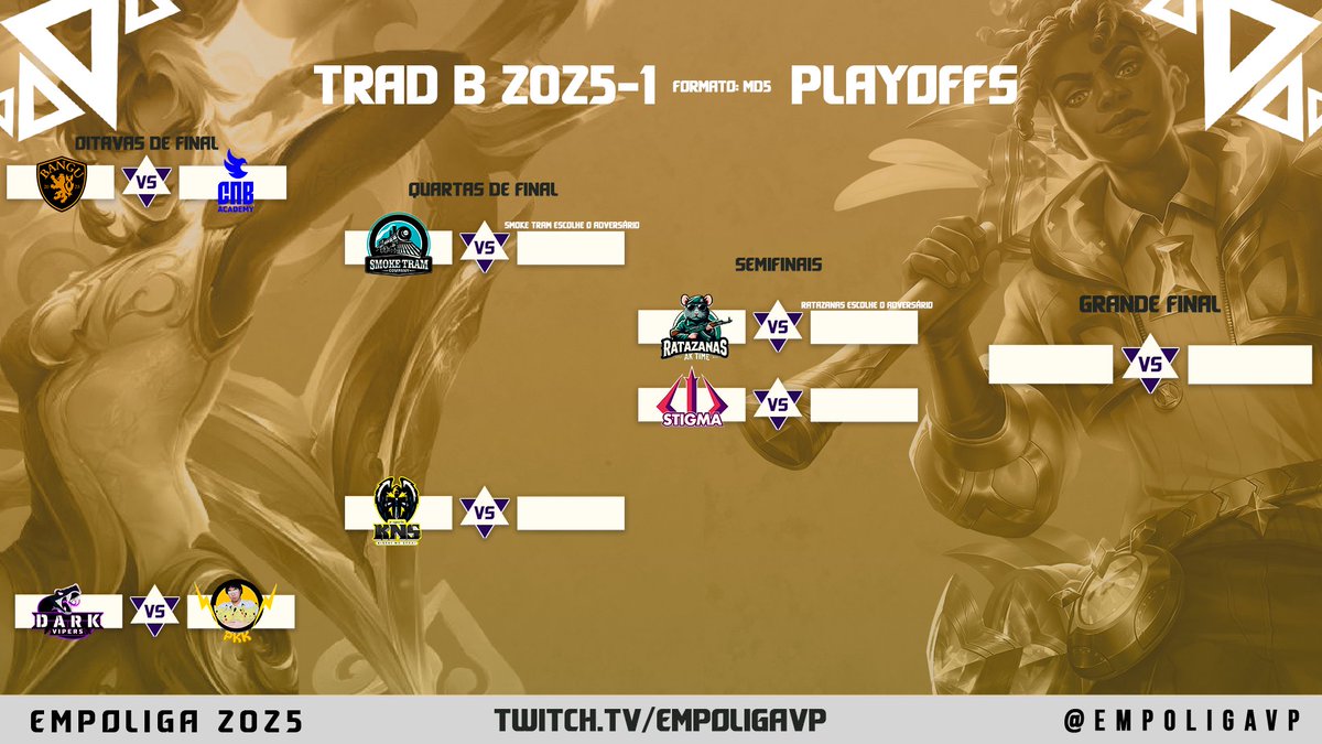 Confira o chaveamento da Trad B nos playoffs da #Empoliga que começam hoje!