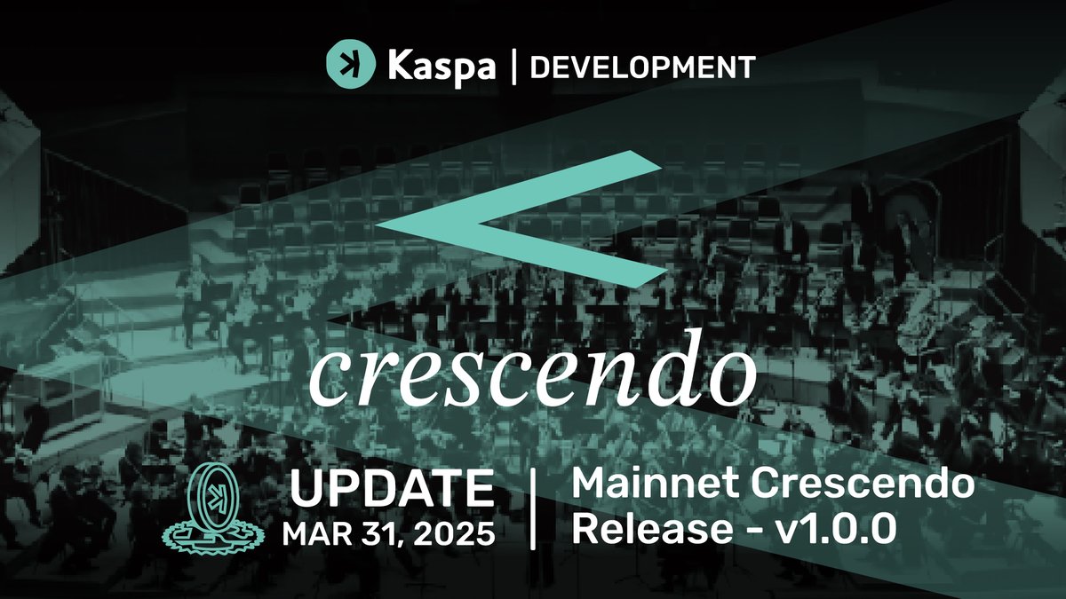 📢The Crescendo Hardfork Node Version v1.0.0 is out!

This release signifies the fulfillment of all the development efforts that have been poured onto Kaspa over the past few years, starting from KIP1 all the way to KIP15. 

It introduces the Crescendo Hardfork, transitioning the
