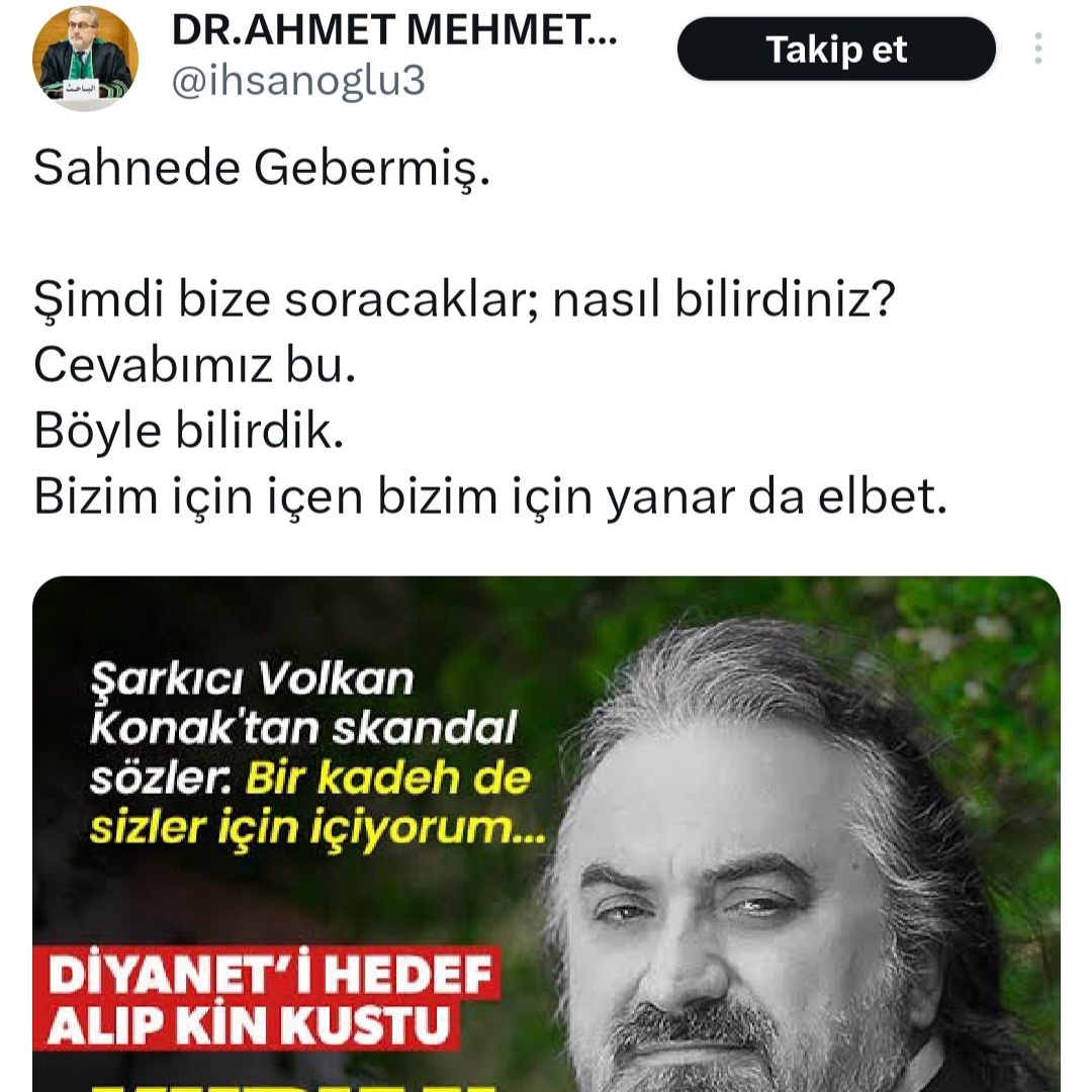 Volkan Konak için bu sözleri sarfeden, döl israfı, şerefsiz, insanlıktan mahrum, bedevi arabın götünü yalayıp, deve sidiği ile şifa bulduğunu zanneden bu ahlaksız şahsiyet(!) için diyecek bir söz bulamıyorum...