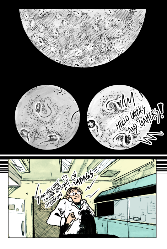 HEY EVERYBODY!! I am taking pre-orders for my graphic novel! Its a lesbian mad science story and it will be released April 25th. Here is the cover and the first page. You can buy it NOW on makkine.github.io/Shop/