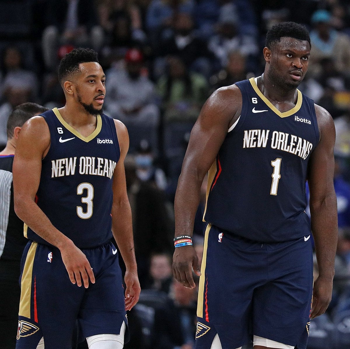 BleacherReport's tweet photo. Zion Williamson (back bone contusion) and CJ McCollum (foot contusion) will miss the rest of the season https://t.co/Aw3AMiQ4XE
