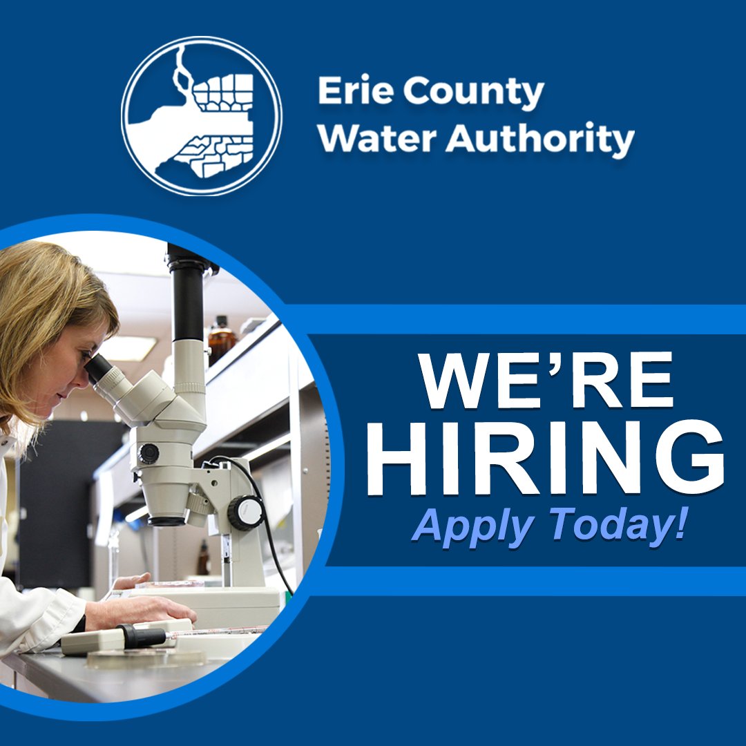 Erie County Water Authority is hiring, to find out how to apply for the latest job openings please visit ecwa.org/employment/.