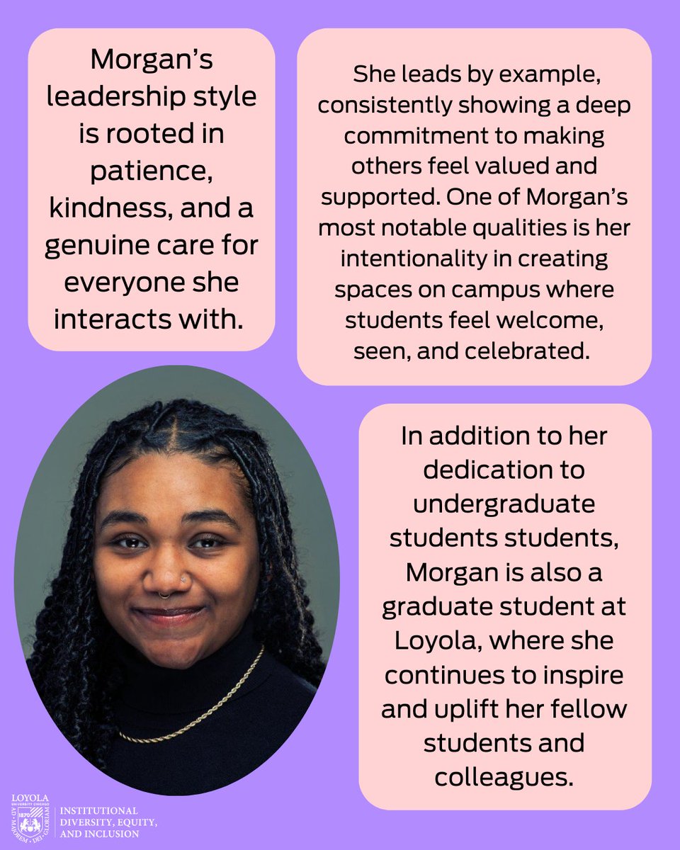 In honor of Women's History Month, we're celebrating the amazing leaders fostering belonging and empowerment at Loyola. A special shoutout to Morgan for her inspiring dedication to creating an inclusive campus where everyone feels at home! 💗 ✨ #WomensHistoryMonth