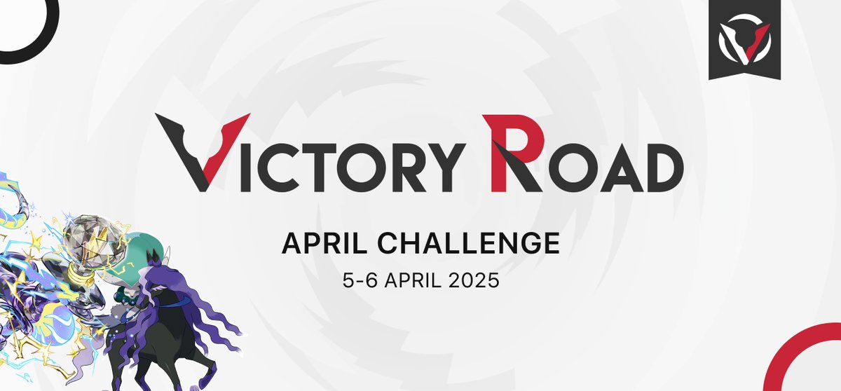 Let's get a sneak peek at what's coming in May! Join us for the VR April Challenge! 🚀🌐

🗓️ 5–6 Apr, 13:00 UTC
🎮 VGC Reg. Set I ⚠️
🎟️ $10 USD
🔁 RT for a chance of a free entry!
📖 Info: victoryroad.pro/vr-apr25/
👉 Sign-ups: battlefy.com/victoryroad/vi…
