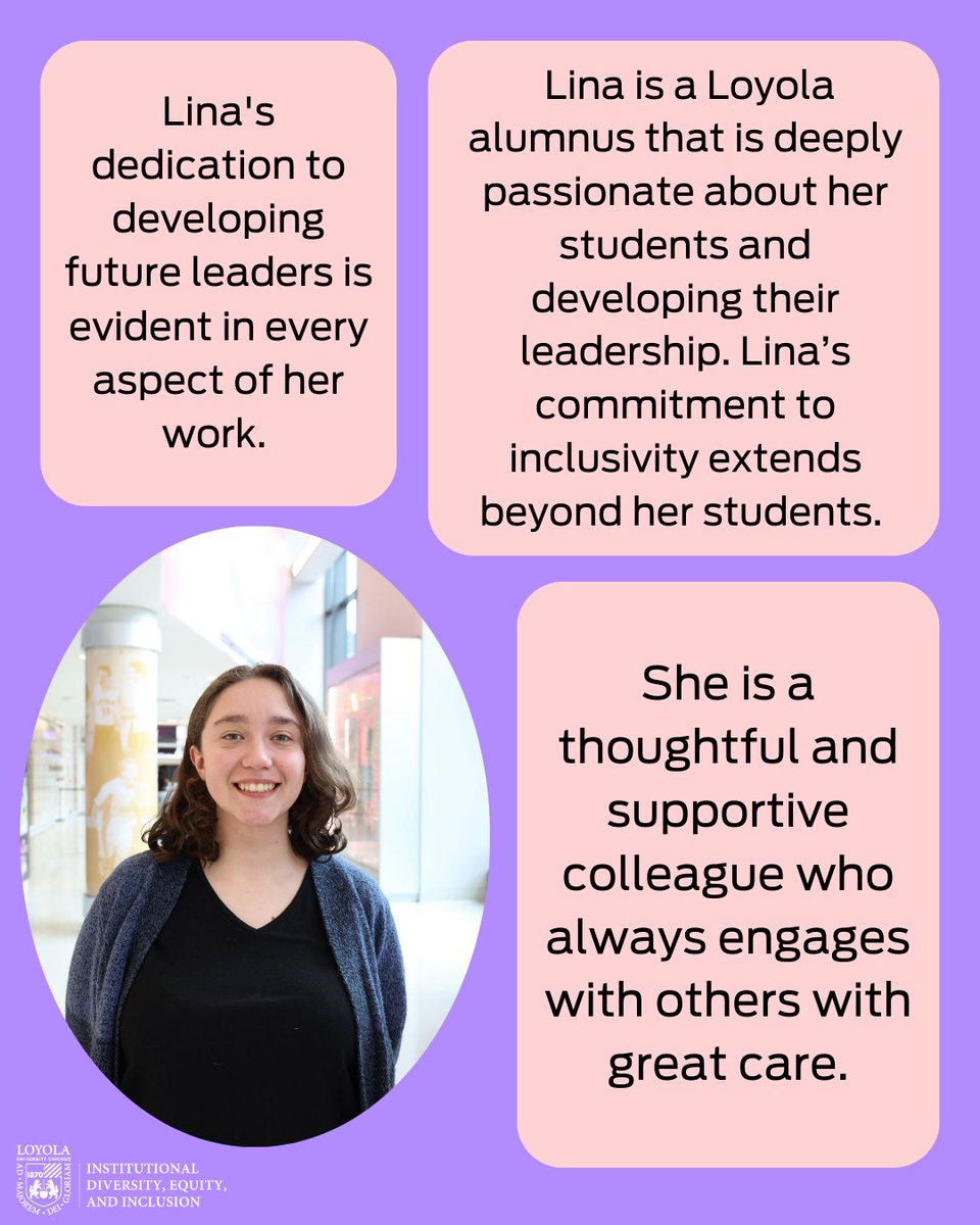 In honor of Women's History Month, we're celebrating the amazing leaders fostering belonging and empowerment at Loyola. A special shoutout to Lina for her inspiring dedication to creating an inclusive campus where everyone feels at home! 💗 ✨ #WomensHistoryMonth