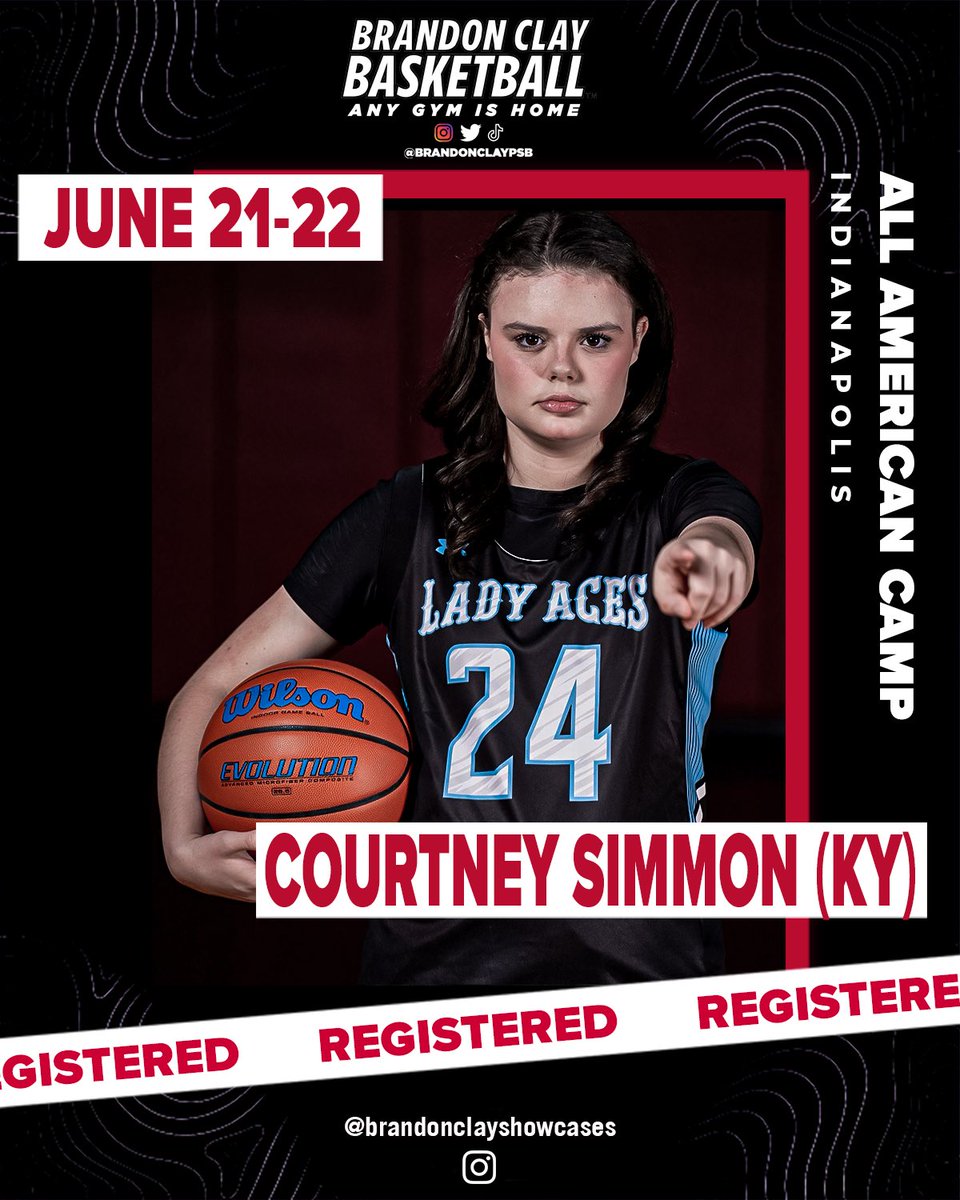 Brandon Clay All American 🇺🇸 Camp 
Powered x @brandonclaypsb

“The Best Evals &amp; Brand Marketing in 🏀.”

🗓️ June 21-22
📍 Indy

‘28 G Courtney Simmon (KY) is all in for AAC this June.

Newest Invitees

@avawatson40
<a href="/MartinKinleigh/">kinleigh martin</a>
<a href="/MeganSimpson26/">Megan Simpson</a>
<a href="/A_brissey2/">Addyson Brissey</a> 
<a href="/The_ChloeCrase/">Chloe</a>
