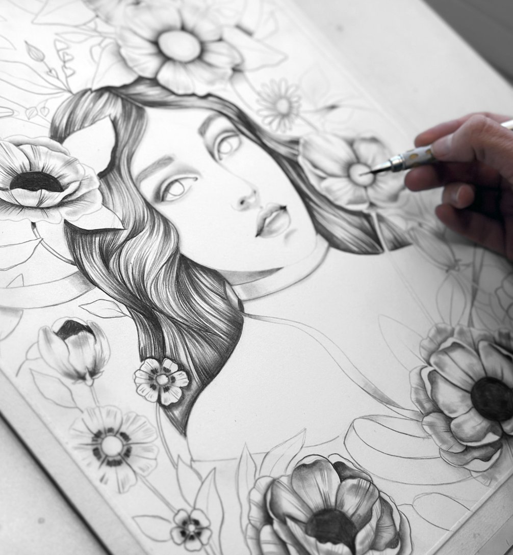 Under drawing for Invisible Threads at Poetic Tiger Gallery