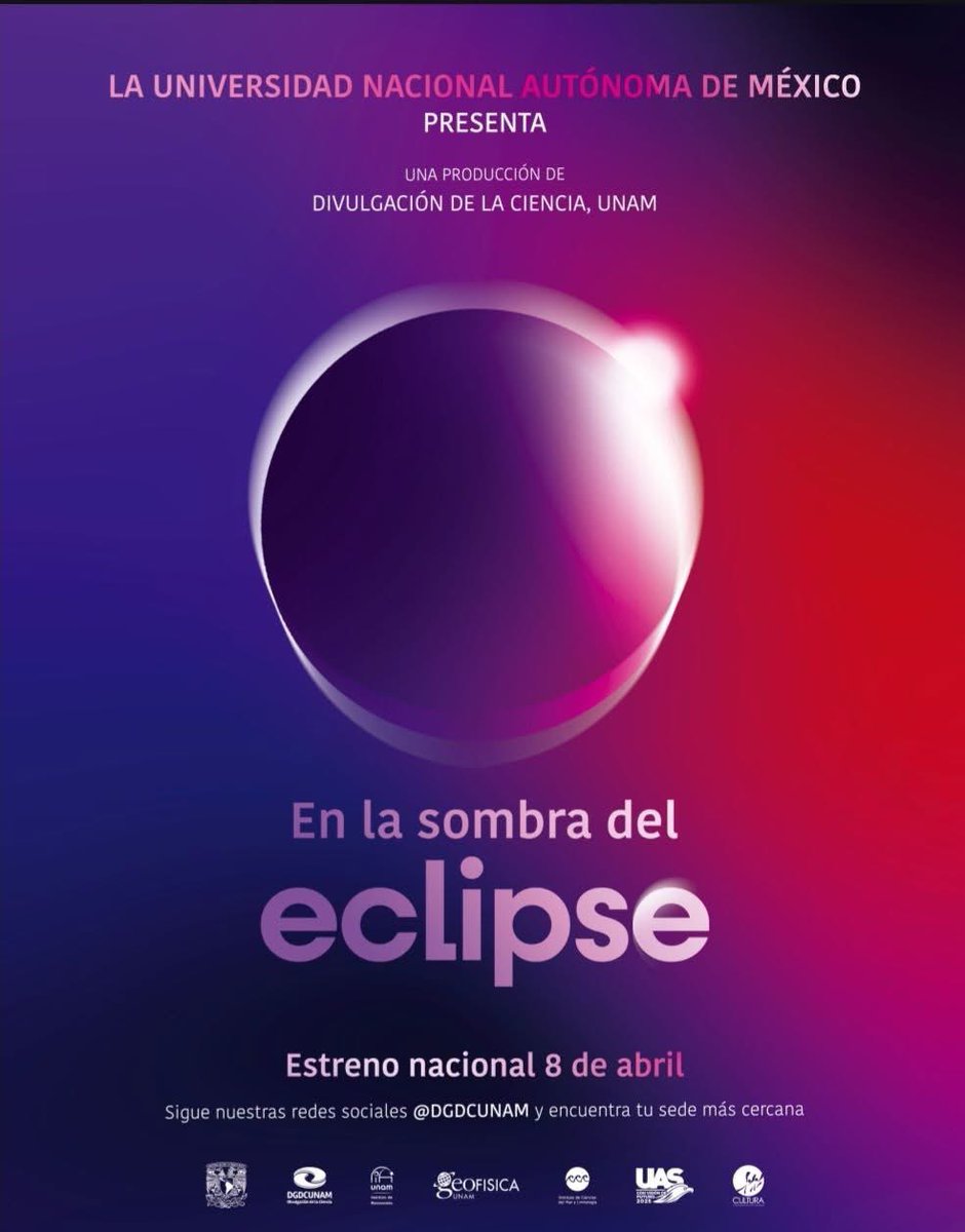 DGDCUNAM's tweet photo. Hace casi un año en México y Estados Unidos disfrutamos del #EclipseTotaldeSol.
En Divulgación de la Ciencia realizamos el documental "En la sombra del eclipse" que se exhibirá en más de 100 lugares a nivel nacional.
¡Asiste a tu sede más cercana! https://t.co/A1L9dcV9v0