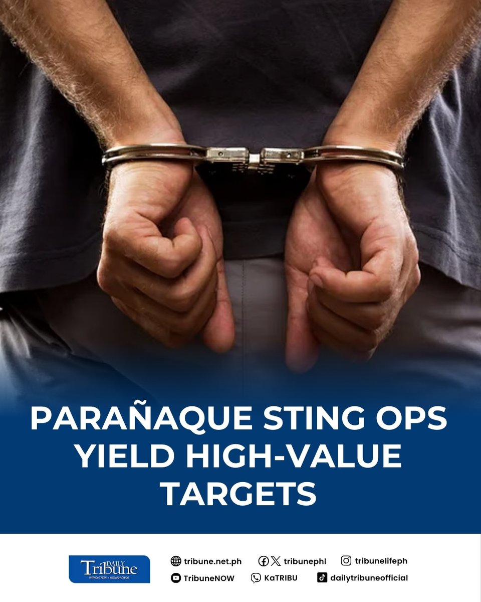 tribunephl's tweet image. Parañaque City police arrested a suspected high-value individual and five others in a drug operation conducted Saturday in Barangay Don Bosco, authorities said Monday.

Read more at: tribune.net.ph/2025/03/31/par…

#DailyTribune #Paranaque