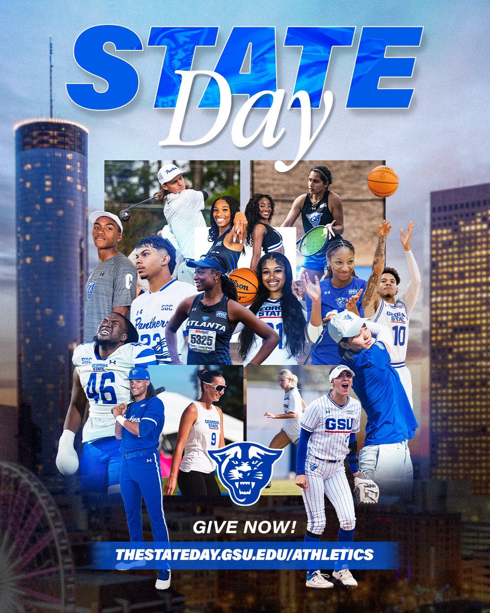 Georgia State Day is almost here!Let’s unlock a $100,000 challenge gift to Athletics from the GSU Foundation Board. We need 100 gifts to Athletics to unleash the challenge. Make a gift today to Football to help us reach our goal!
Click here to support:
rb.gy/dxmy8e