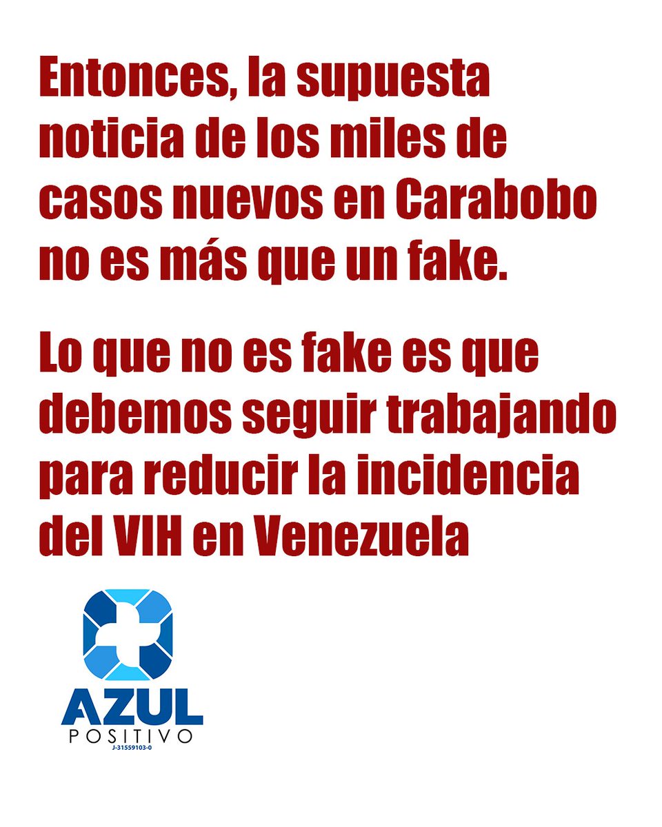 A propósito de la información que circula sobre un alarmante aumento del #VIH en #Venezuela, específicamente en el estado Carabobo.
#