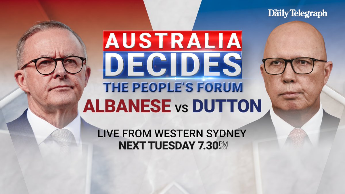 All eyes on <a href="/SkyNewsAust/">Sky News Australia</a> next Tuesday evening for the first Leaders' Debate of the campaign. 

Albanese and Dutton face off in front of 100 undecided voters at the Sky/<a href="/dailytelegraph/">The Daily Telegraph</a> People's Forum, moderated by <a href="/Kieran_Gilbert/">Kieran Gilbert</a>