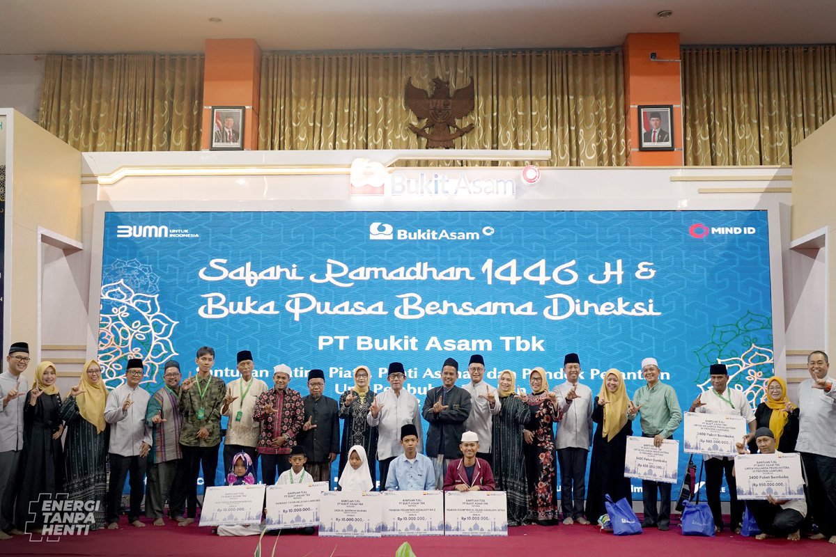 BukitAsamPTBA's tweet photo. Sepanjang bulan Ramadan 1446 H, Bukit Asam menyelenggarakan rangkaian Safari Ramadan. Dilakukan di seluruh lokasi unit operasional, Bukit Asam menyambut bulan suci dengan kegiatan buka bersama serta berbagi dengan masyarakat prasejahtera, pondok pesantren, dan panti asuhan. https://t.co/mX5UojYAHB