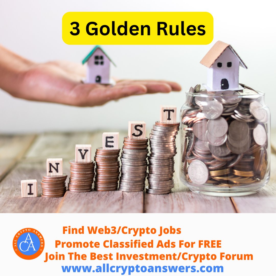 3 Golden Rules of Investing!
1) Invest long-term.
2) Diversify.
3) Never invest what you can't afford to lose.

#InvestSmart #InvestmentTips #Investment #FinanceTips