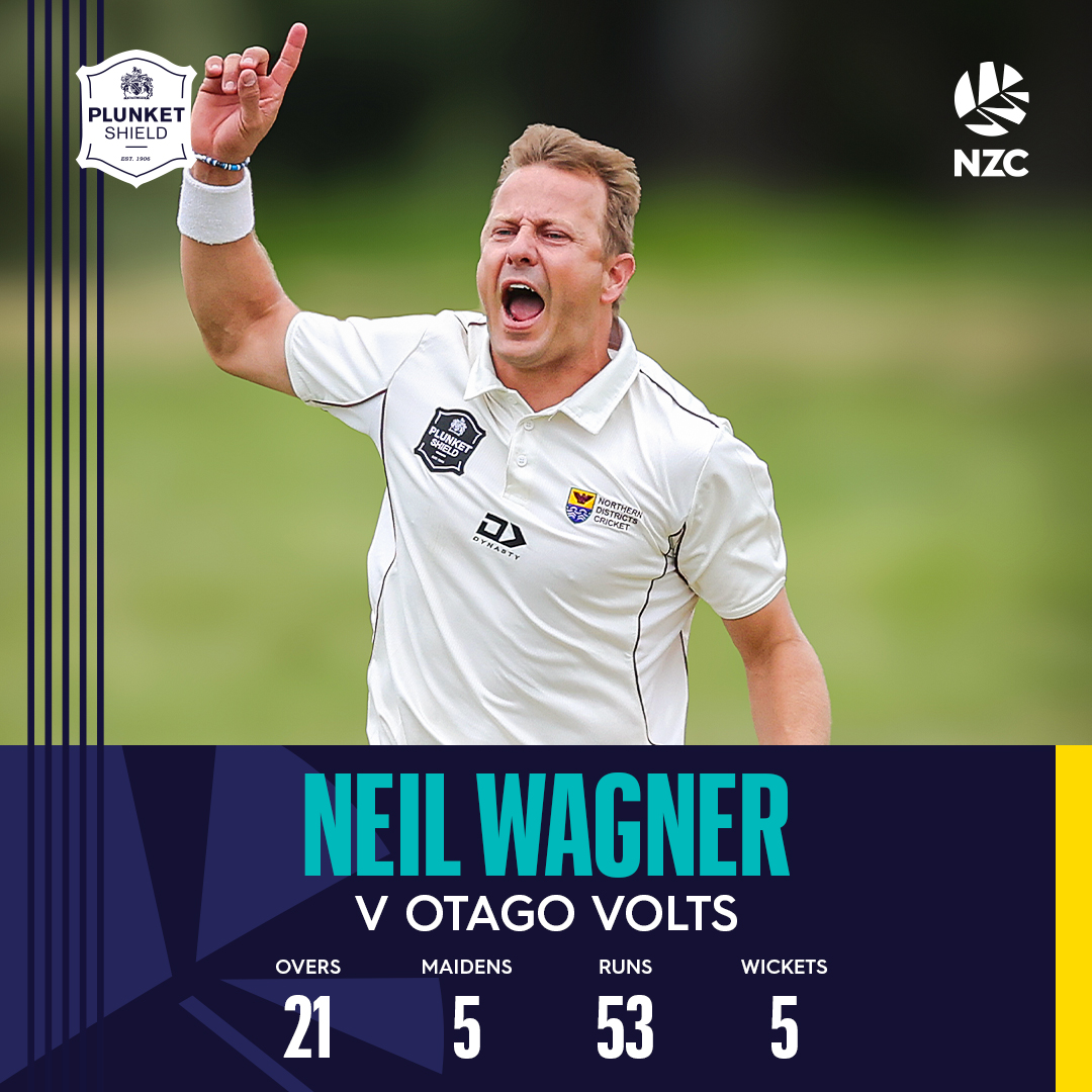 A fairytale finish! A 37th first-class 5-wicket haul for Neil Wagner as he closes out his domestic career in New Zealand by helping Northern Districts win their first Plunket Shield title since the 2011-12 season! Catch on the Round 8 scores| on.nzc.nz/4iklPpy 📲 📷=
