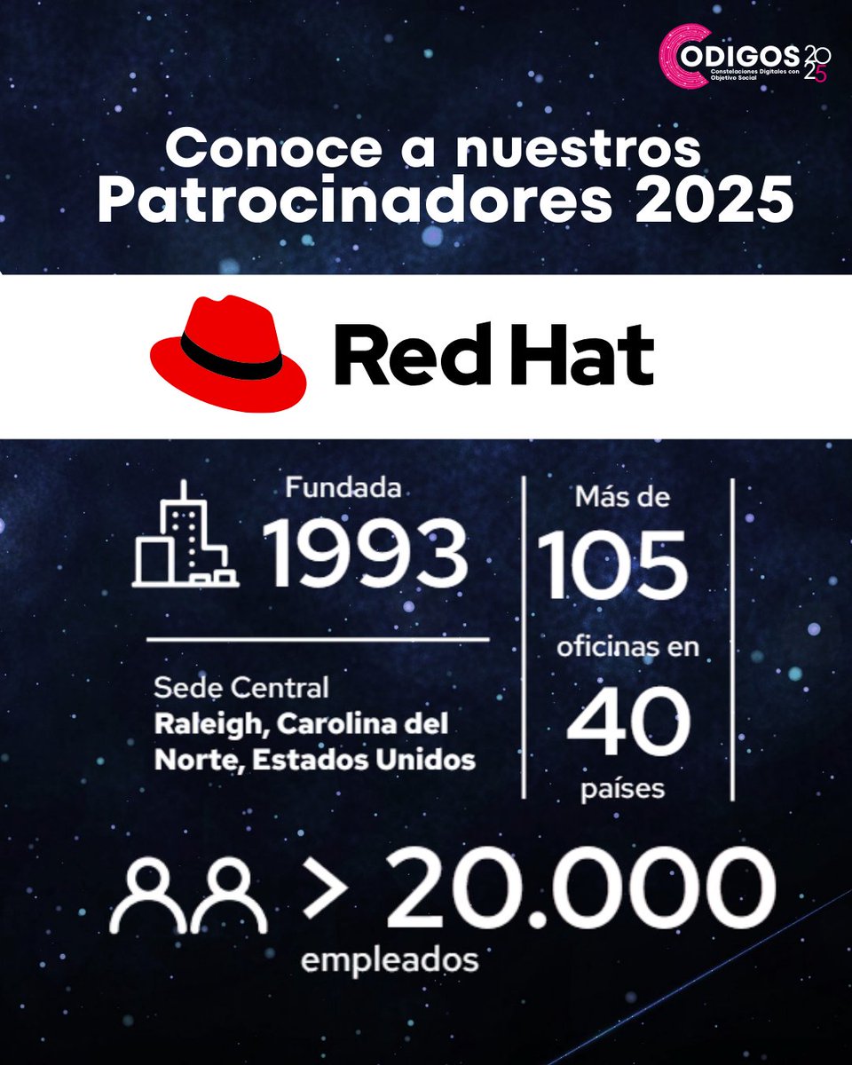 codigosmex's tweet image. Conoce a Red Hat uno de nuestros #aliadosypatrocinadores que creen en nuestro potencial. Con su apoyo lograremos cumplir nuestras metas.
#CODIGOS2025 #emprendedoresmx #emprendedoresméxico