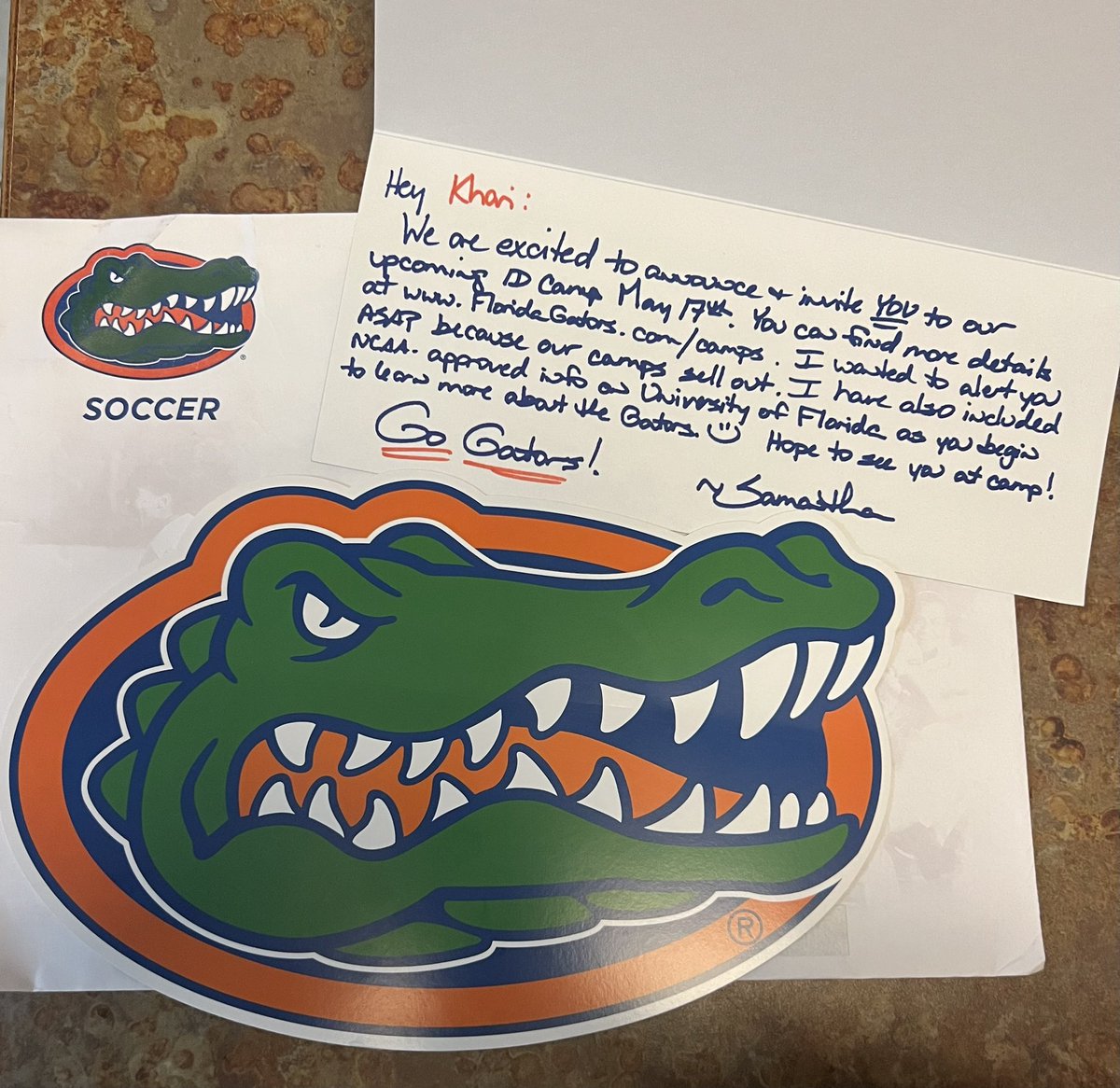 Khari Hontz (@kharihontz) on Twitter photo Thank you so much <a href="/sambbohon/">Samantha Bohon</a> and <a href="/GatorsSoccer/">Gators Soccer</a> for the mail and camp invite!! Canβt wait to learn more about the program! ππ§‘
<a href="/MarcusKelcher/">Marcus Kelcher</a> <a href="/adamgodwin/">Adam Godwin πβ½οΈ</a> <a href="/ImYouthSoccer/">ECNL/GA/Recruiting/College Soccer</a> <a href="/TopDrawerSoccer/">TopDrawerSoccer</a> <a href="/PrepSoccer/">Prep Soccer β½οΈ</a> <a href="/kcaecnl2009/">KC Athletics Academy Elite 09 ECNL</a> Thank you so much <a href="/sambbohon/">Samantha Bohon</a> and <a href="/GatorsSoccer/">Gators Soccer</a> for the mail and camp invite!! Canβt wait to learn more about the program! ππ§‘
<a href="/MarcusKelcher/">Marcus Kelcher</a> <a href="/adamgodwin/">Adam Godwin πβ½οΈ</a> <a href="/ImYouthSoccer/">ECNL/GA/Recruiting/College Soccer</a> <a href="/TopDrawerSoccer/">TopDrawerSoccer</a> <a href="/PrepSoccer/">Prep Soccer β½οΈ</a> <a href="/kcaecnl2009/">KC Athletics Academy Elite 09 ECNL</a>