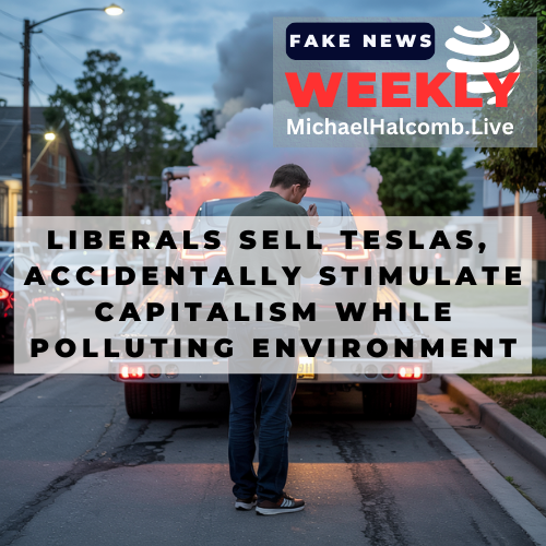 LOS ANGELES—In the most aggressively self-defeating protest since punching themselves in the face became performance art and duct-taping bananas to walls became boujee, liberals across the country are now filming themselves selling their Teslas in a bold attempt to cancel Elon