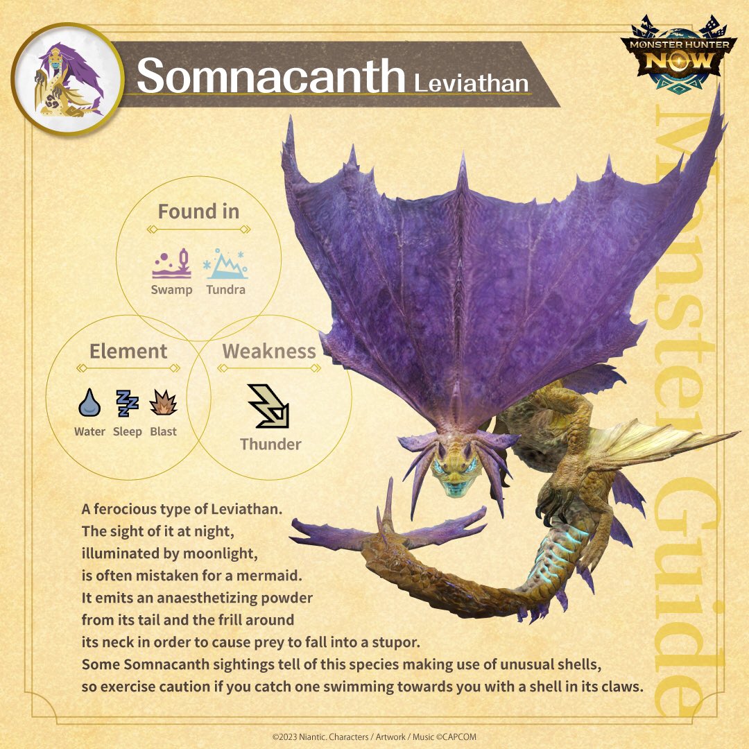 MH_Now_EN's tweet image. Ice/Sleep Element Quests are LIVE! ❄️💤

👆 Tap to read the Monster Guide and brush up on your knowledge of sleep-element monsters that are appearing more frequently! 💤👀

#MHNow #monsterhunternow #MonsterGuideNow