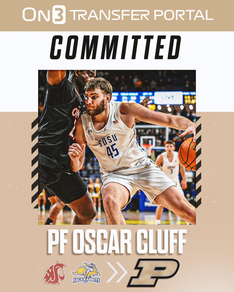 BREAKING: South Dakota State star transfer PF Oscar Cluff has committed to Purdue🚂

Cluff is the On3 No. 1 player in the transfer portal.

on3.com/college/purdue…