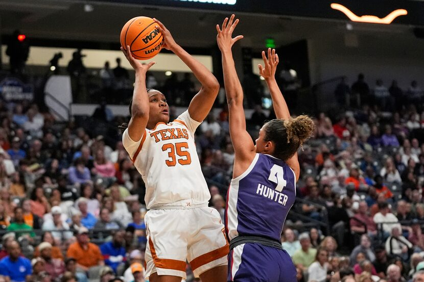 SportsDayDFW's tweet photo. No. 1 seed Texas neutralizes TCU to reach its first women’s Final Four since 2003 🏀

#HookEm | #MarchMadness

Read more here: https://t.co/hQYxkIbnWb https://t.co/5iCacfwQDR