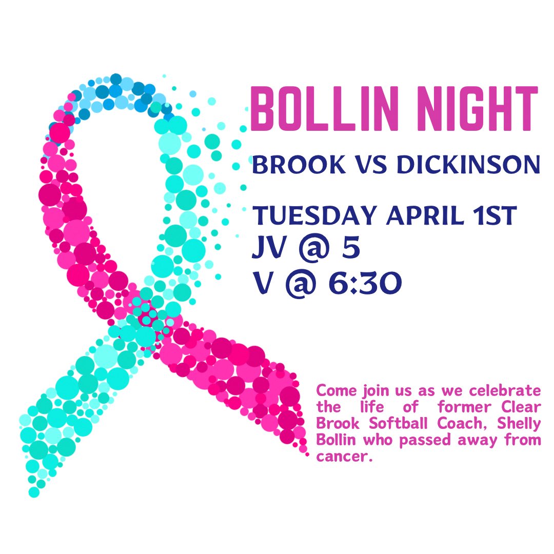 Game tomorrow (4/1) vs Dickinson
Bollin Night!
📍Brook 
⏰ JV @ 5, V @ 6:30