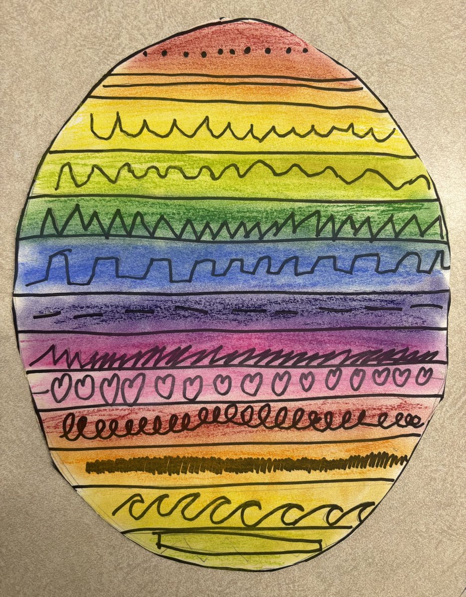 We are getting ready for Easter. 🐣 We are also learning about the element of “line” in art. 🎨 #ocsbArts