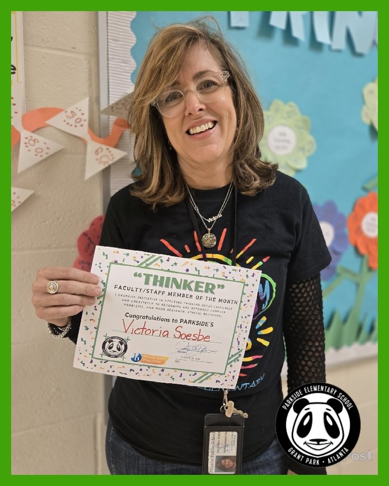 Parkside Elementary-APS (@apsparkside) on Twitter photo Ms. Soesbe is all smiles as Parkside’s Staff Member of the Month! Her thoughtful approach makes a big impact every day. #IBWorldSchool #Thinker <a href="/ParksideIB/">Parkside IB</a> <a href="/apsupdate/">ATL Public Schools</a> Ms. Soesbe is all smiles as Parkside’s Staff Member of the Month! Her thoughtful approach makes a big impact every day. #IBWorldSchool #Thinker <a href="/ParksideIB/">Parkside IB</a> <a href="/apsupdate/">ATL Public Schools</a>