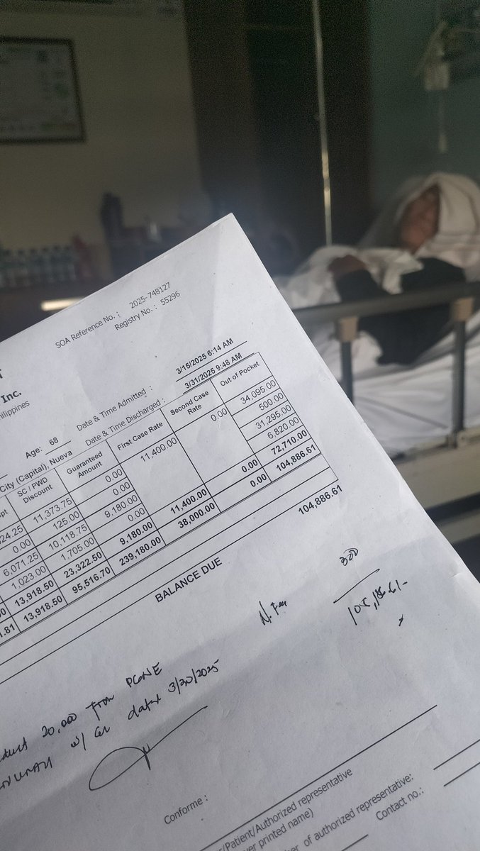 Aicah0024's tweet photo. Hi everyone. Maglalakas loob na ko humingi kahit maliliit na tulong para lang makalabas na kami dito sa hospital. Nagstroke ang papa ko March 15, He has a healthcard na nakatulong macover ung hospital bill. It went up to 470k and now down to almost 75k as we also seek help++ https://t.co/KmVDOaYxw2